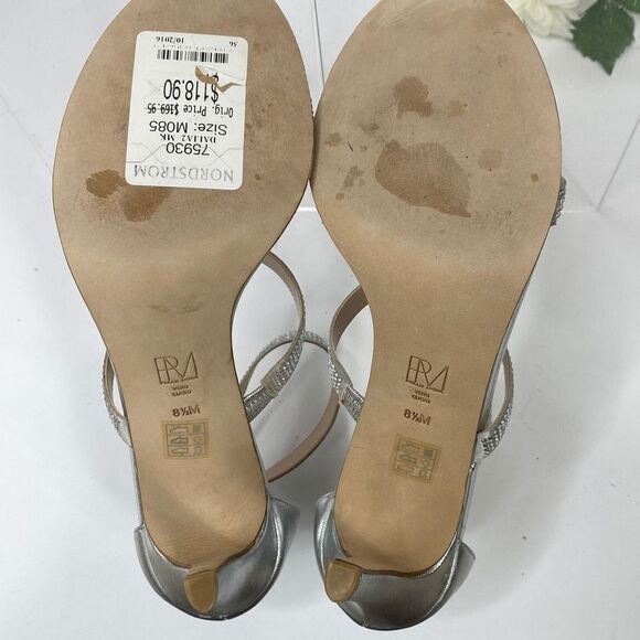 Pelle Moda Dalia 2 Silver Ankle Strap Embellished Bling occasion Heels 8.5 - Picture 9 of 11